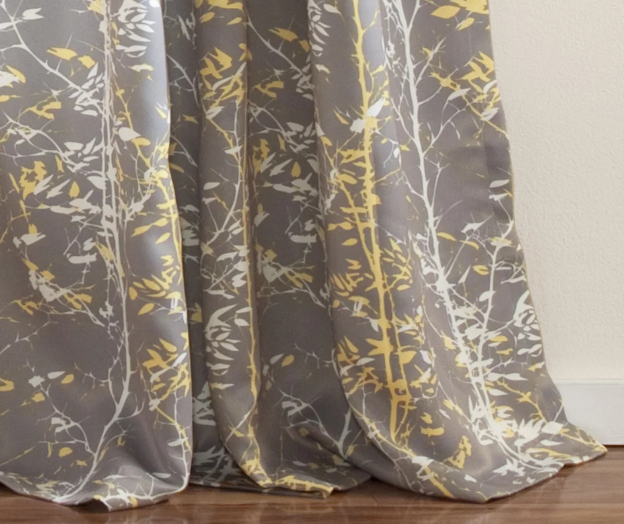 Forest Gray & Yellow Room-Darkening Rod Pocket Curtain Panel Pair, (84") 4 Forest Gray & Yellow Room-Darkening Rod Pocket Curtain Panel Pair, (84") - Image 4