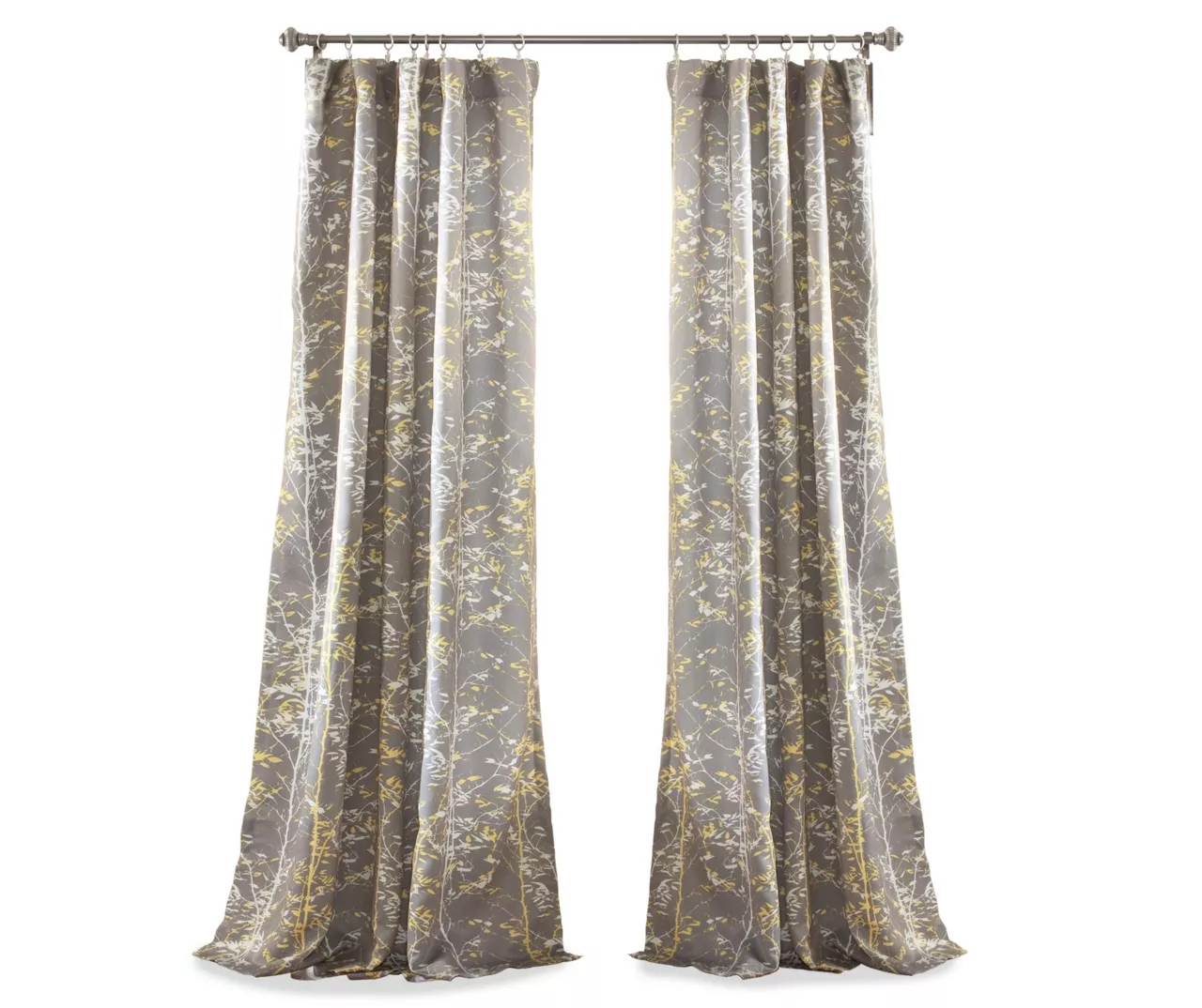 Forest Gray & Yellow Room-Darkening Rod Pocket Curtain Panel Pair, (84") 6 Forest Gray & Yellow Room-Darkening Rod Pocket Curtain Panel Pair, (84") - Image 6