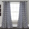 Giovana Navy Geometric Room-Darkening Grommet Curtain Panel Pair, (84")