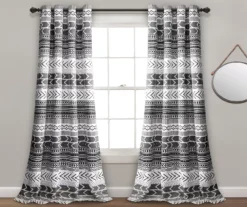 Hygge Geo Black & White Room-Darkening Grommet Curtain Panel Pair, (84")