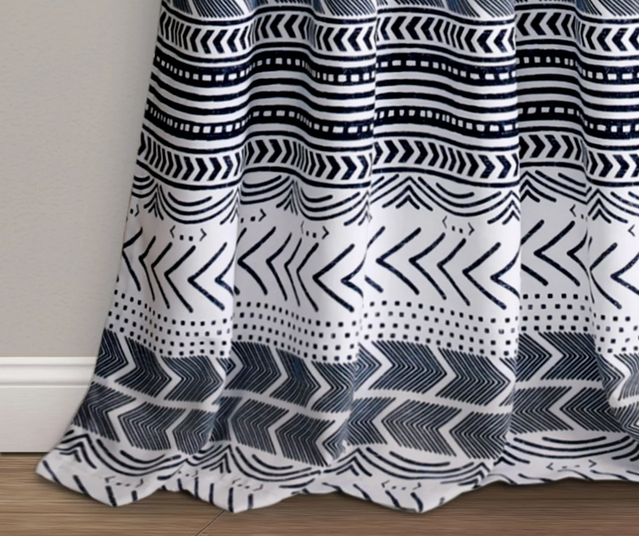 Hygge Geo Navy & White Room-Darkening Grommet Curtain Panel Pair, (84") 4 Hygge Geo Navy & White Room-Darkening Grommet Curtain Panel Pair, (84") - Image 4