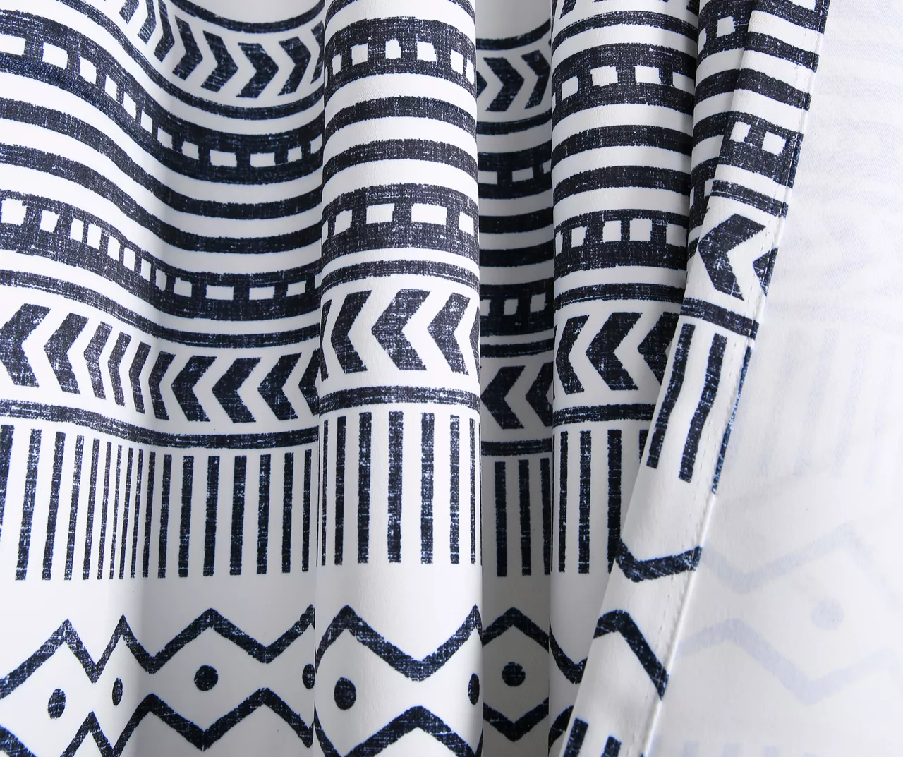 Hygge Geo Navy & White Room-Darkening Grommet Curtain Panel Pair, (84") 5 Hygge Geo Navy & White Room-Darkening Grommet Curtain Panel Pair, (84") - Image 5