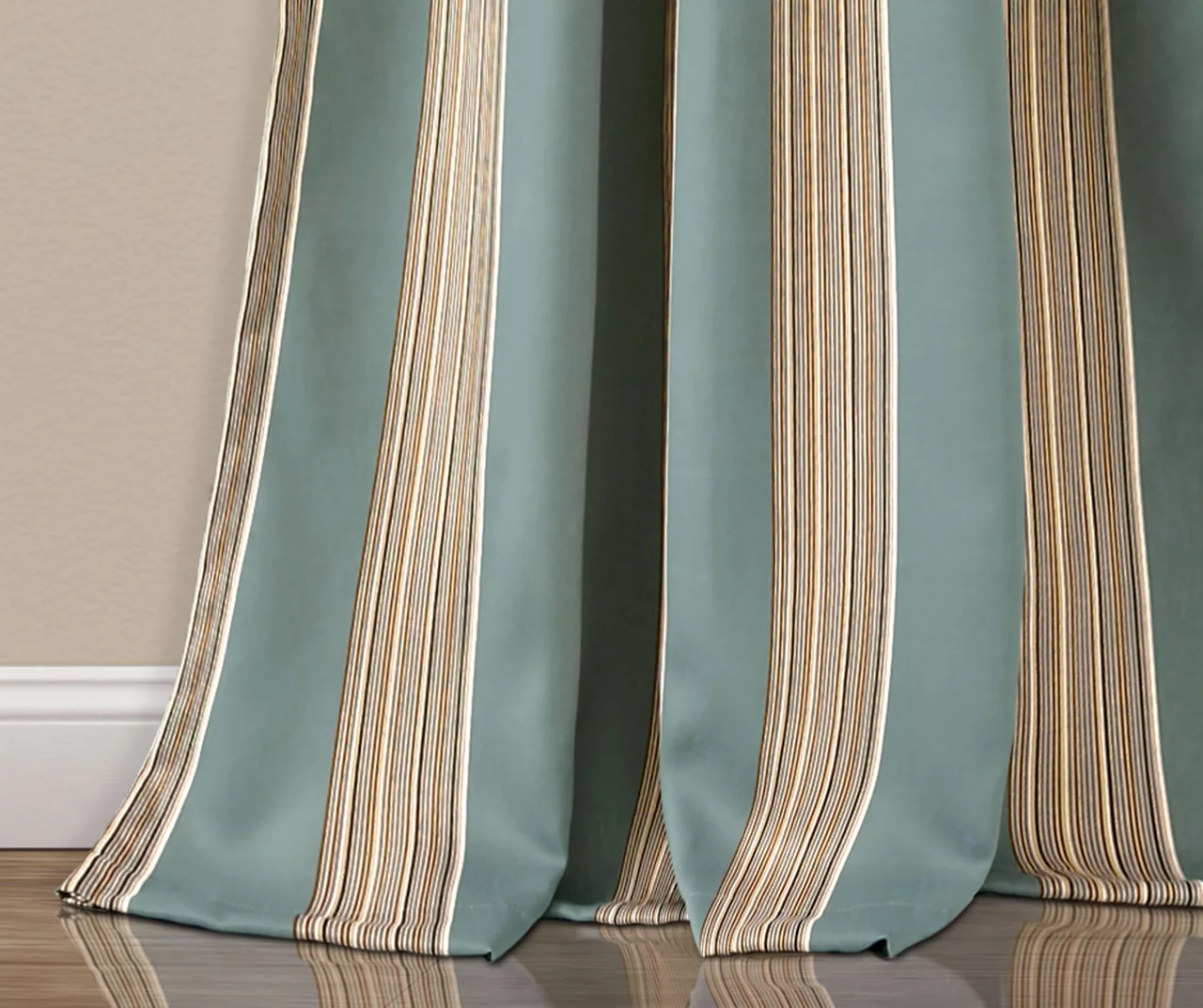 Julia Stripe Blue Room-Darkening Back Tab Curtain Panel Pair, (84") 4 Julia Stripe Blue Room-Darkening Back Tab Curtain Panel Pair, (84") - Image 4