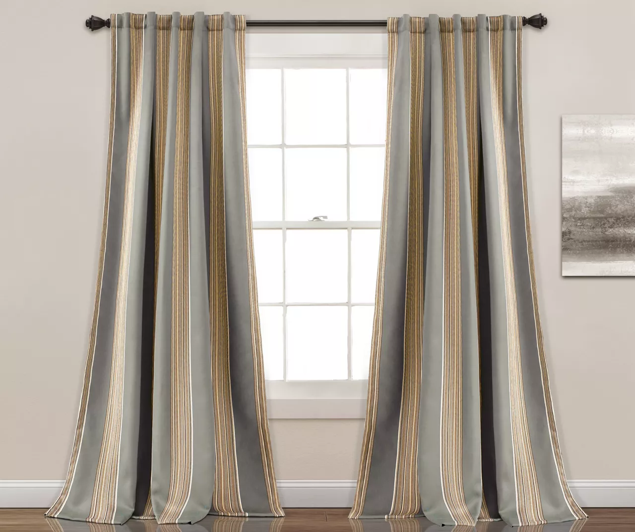 Julia Stripe Room-Darkening Back Tab Curtain Panel Pair, (84") 4 Julia Stripe Room-Darkening Back Tab Curtain Panel Pair, (84") - Image 4