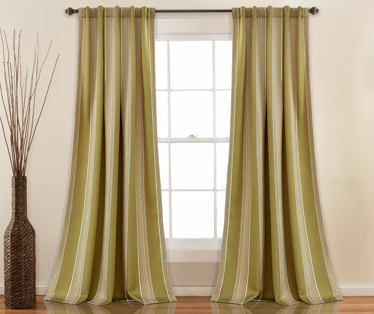 Julia Stripe Room-Darkening Back Tab Curtain Panel Pair, (84") 2 Julia Stripe Room-Darkening Back Tab Curtain Panel Pair, (84") - Image 2
