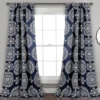 Karmen Medallion Navy Room-Darkening Back Tab Curtain Panel Pair, (84")