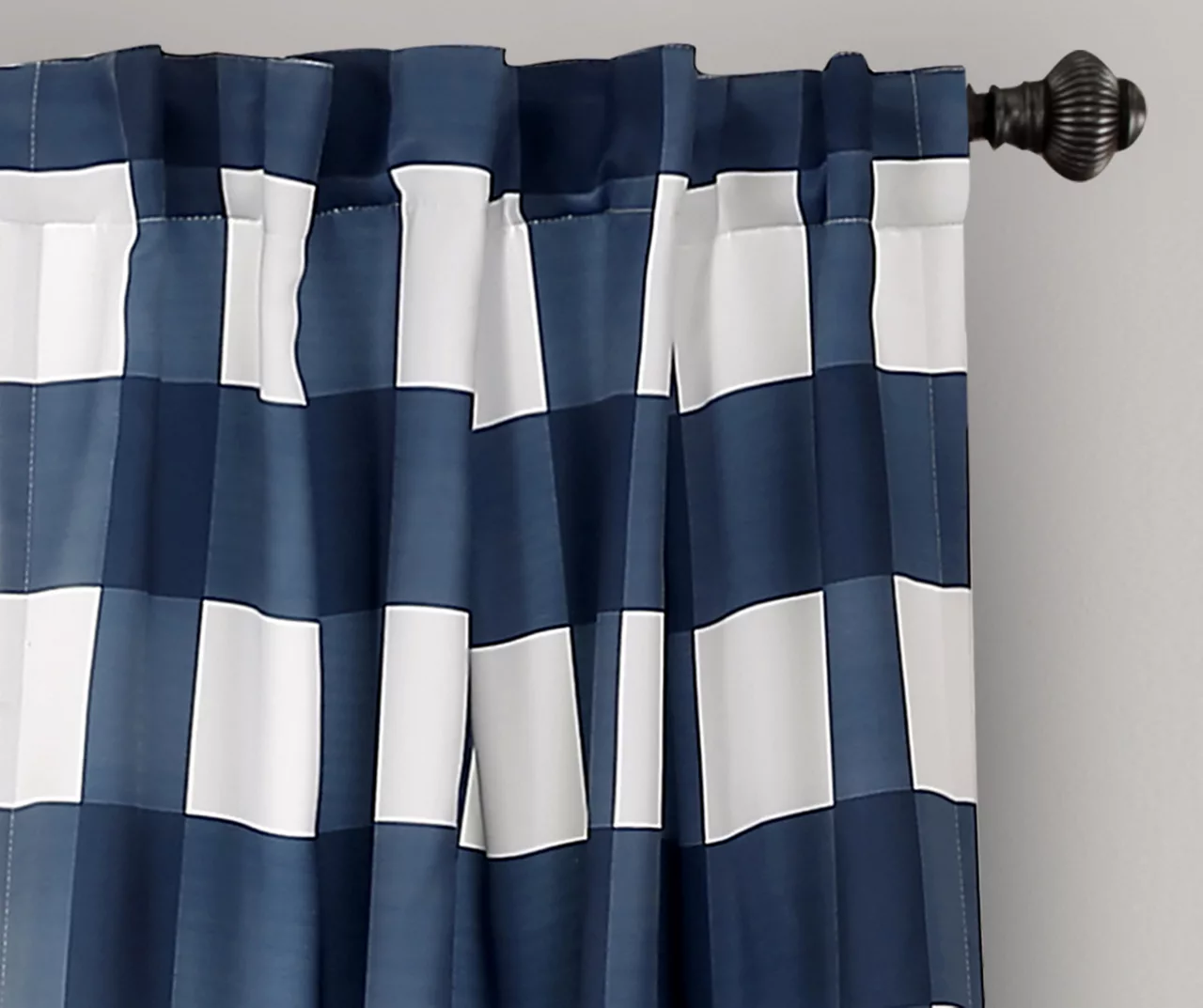 Kelly Checker Navy Room-Darkening Back Tab Curtain Panel Pair, (84") 2 Kelly Checker Navy Room-Darkening Back Tab Curtain Panel Pair, (84") - Image 2