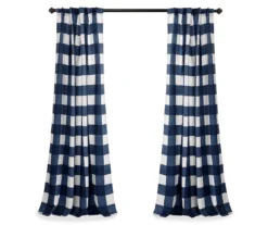 Kelly Checker Navy Room-Darkening Back Tab Curtain Panel Pair, (84") 13 Kelly Checker Navy Room-Darkening Back Tab Curtain Panel Pair, (84") -Cuisinart Store 810468383 7 1