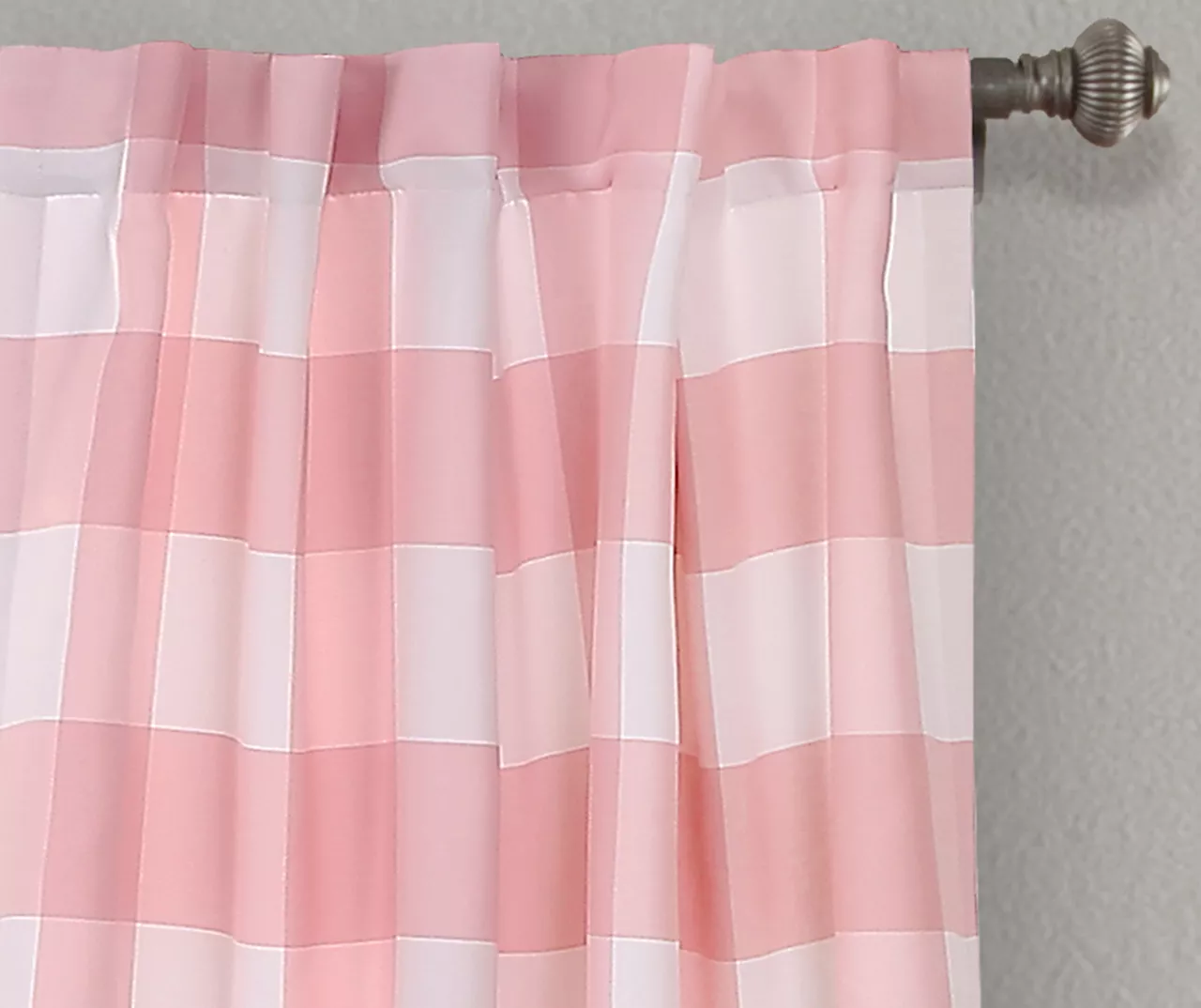 Kelly Checker Pink Room-Darkening Back Tab Curtain Panel Pair, (84") 2 Kelly Checker Pink Room-Darkening Back Tab Curtain Panel Pair, (84") - Image 2