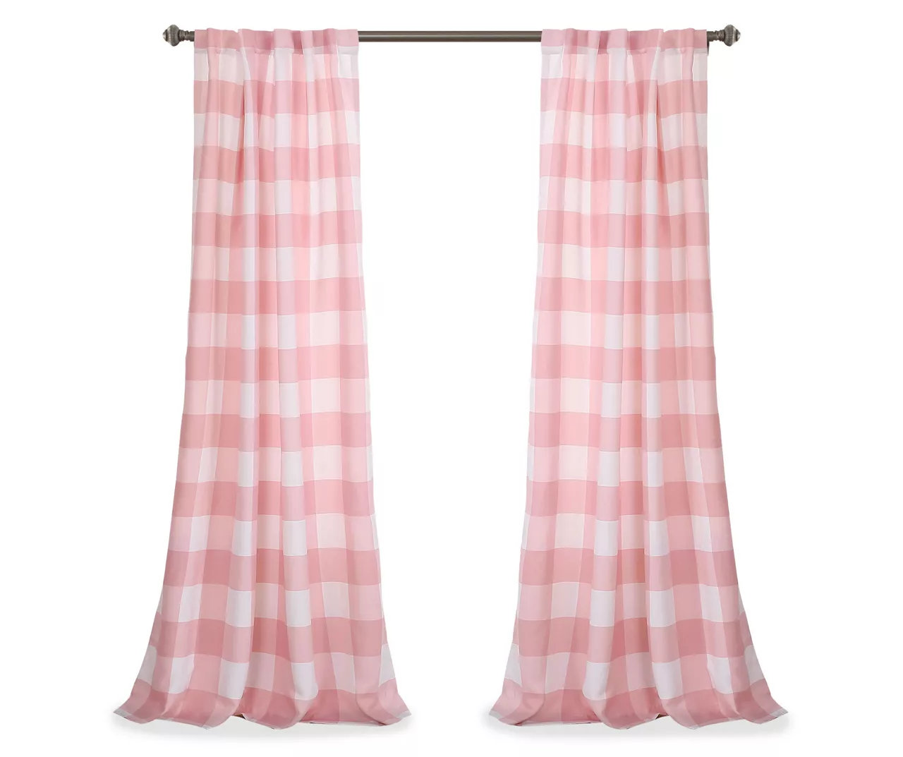 Kelly Checker Pink Room-Darkening Back Tab Curtain Panel Pair, (84") 7 Kelly Checker Pink Room-Darkening Back Tab Curtain Panel Pair, (84") - Image 7