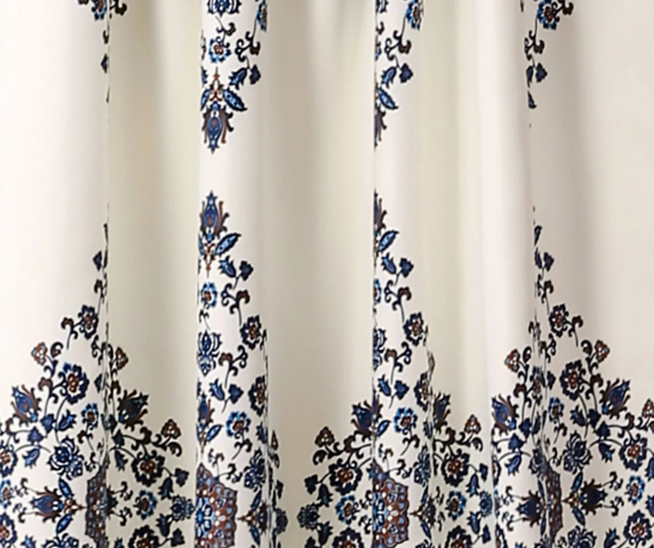 Keya Medallion Cream & Blue Room-Darkening Back Tab Curtain Panel Pair, (84") 3 Keya Medallion Cream & Blue Room-Darkening Back Tab Curtain Panel Pair, (84") - Image 3