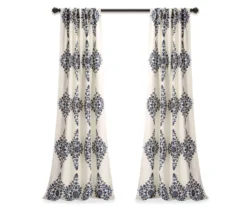 Keya Medallion Cream & Blue Room-Darkening Back Tab Curtain Panel Pair, (84") 13 Keya Medallion Cream & Blue Room-Darkening Back Tab Curtain Panel Pair, (84") -Cuisinart Store 810468386 7