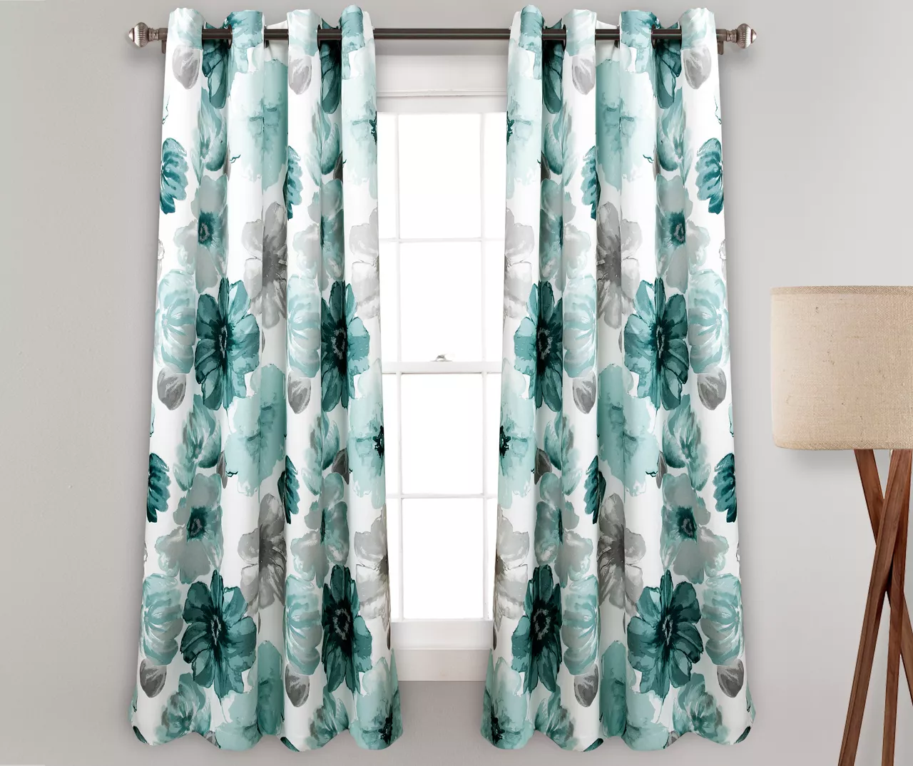 Leah Floral Room-Darkening Grommet Curtain Panel Pair 1 Leah Floral Room-Darkening Grommet Curtain Panel Pair