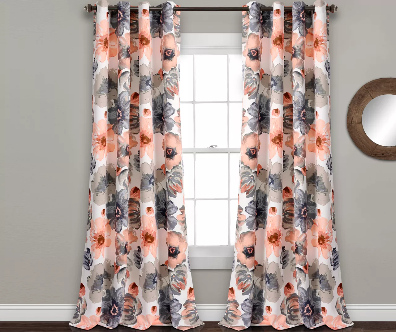 Leah Floral Room-Darkening Grommet Curtain Panel Pair 11 Leah Floral Room-Darkening Grommet Curtain Panel Pair - Image 11