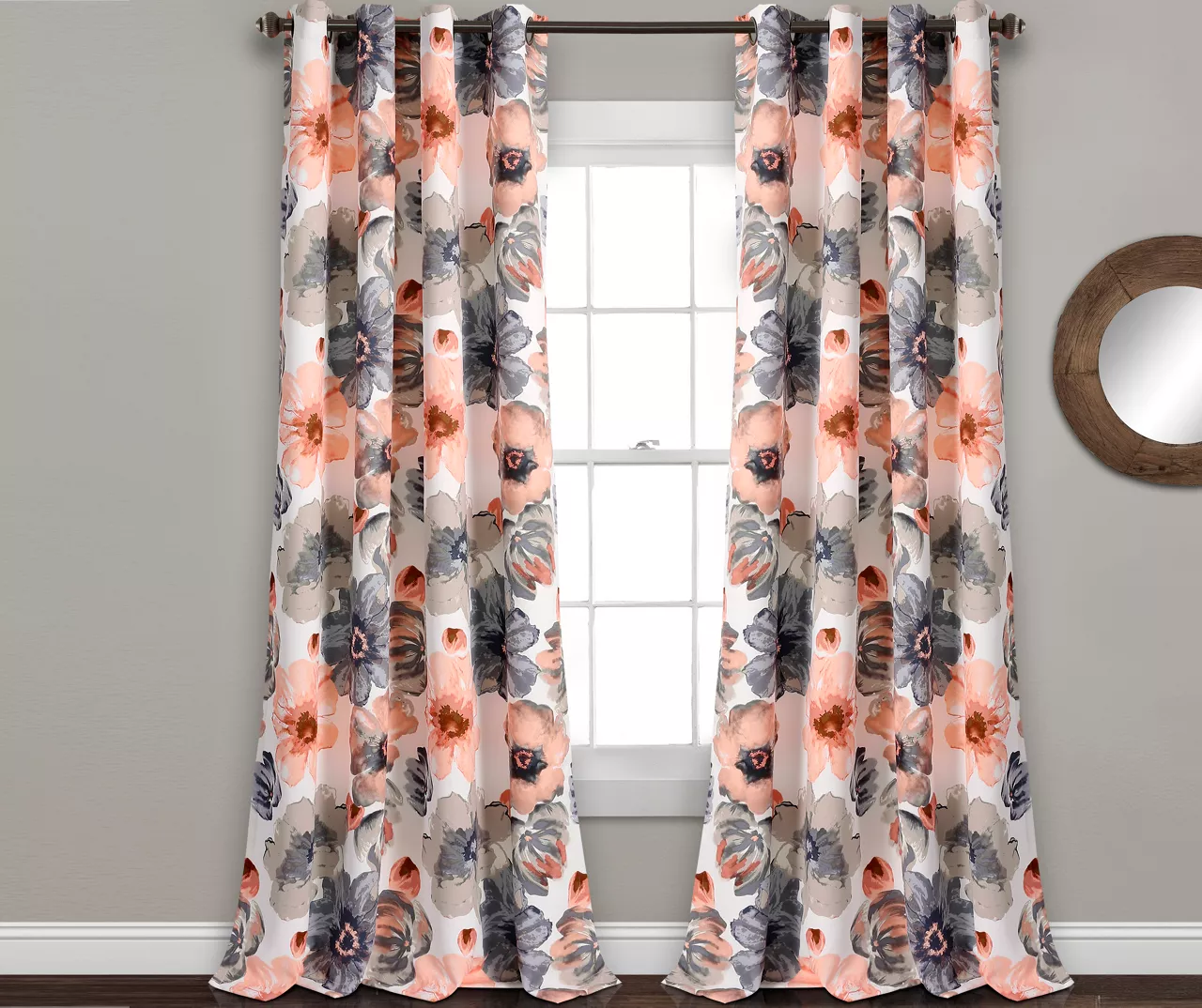 Leah Floral Room-Darkening Grommet Curtain Panel Pair 16 Leah Floral Room-Darkening Grommet Curtain Panel Pair - Image 16