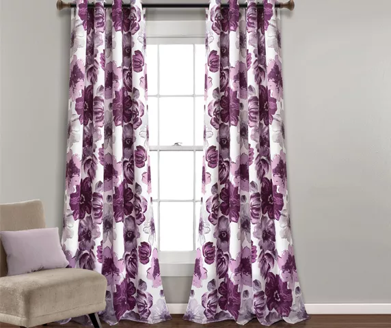 Leah Floral Room-Darkening Grommet Curtain Panel Pair 7 Leah Floral Room-Darkening Grommet Curtain Panel Pair - Image 7