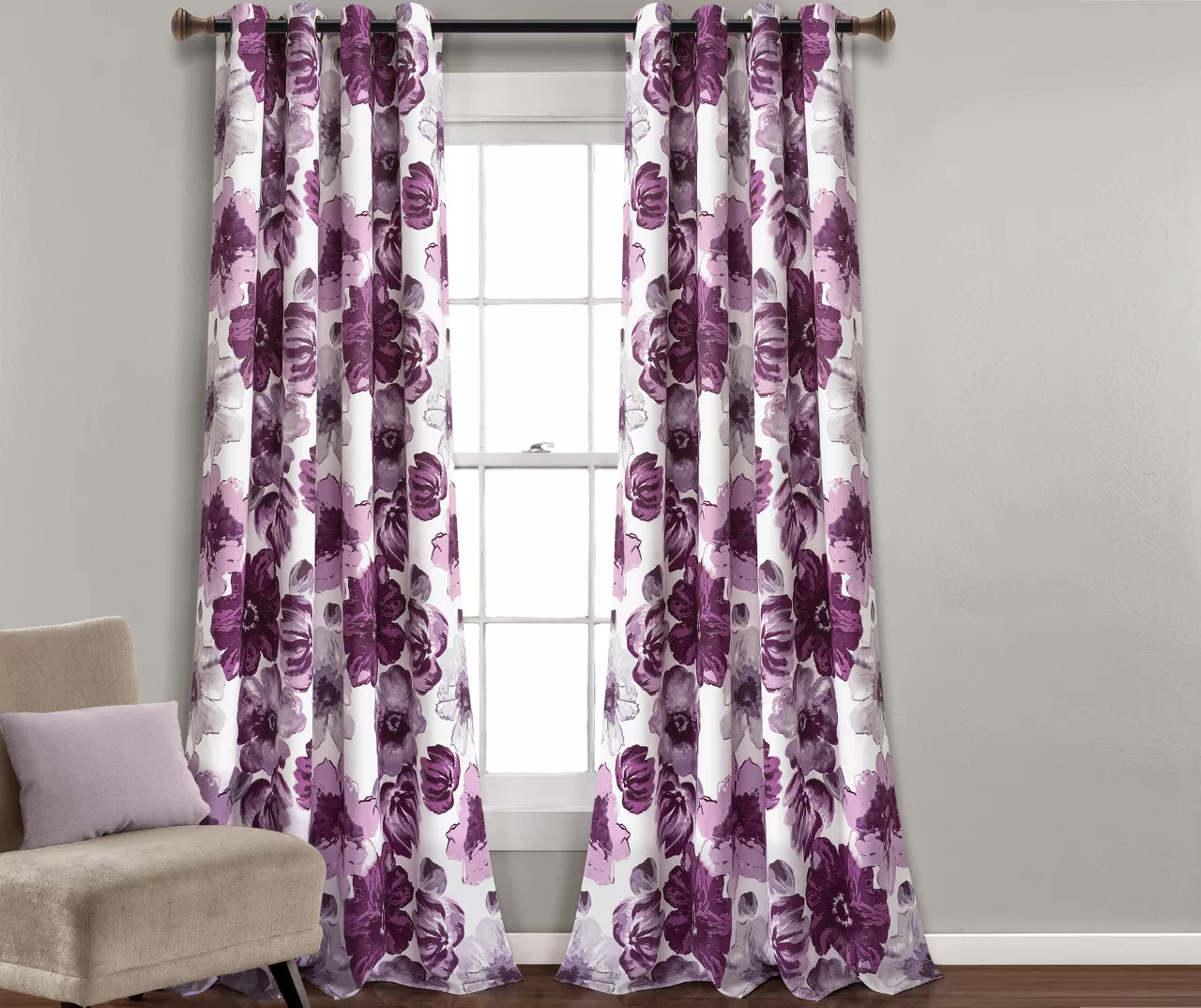 Leah Floral Room-Darkening Grommet Curtain Panel Pair 12 Leah Floral Room-Darkening Grommet Curtain Panel Pair - Image 12