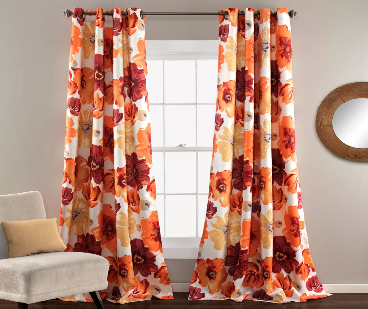 Leah Floral Room-Darkening Grommet Curtain Panel Pair 4 Leah Floral Room-Darkening Grommet Curtain Panel Pair - Image 4