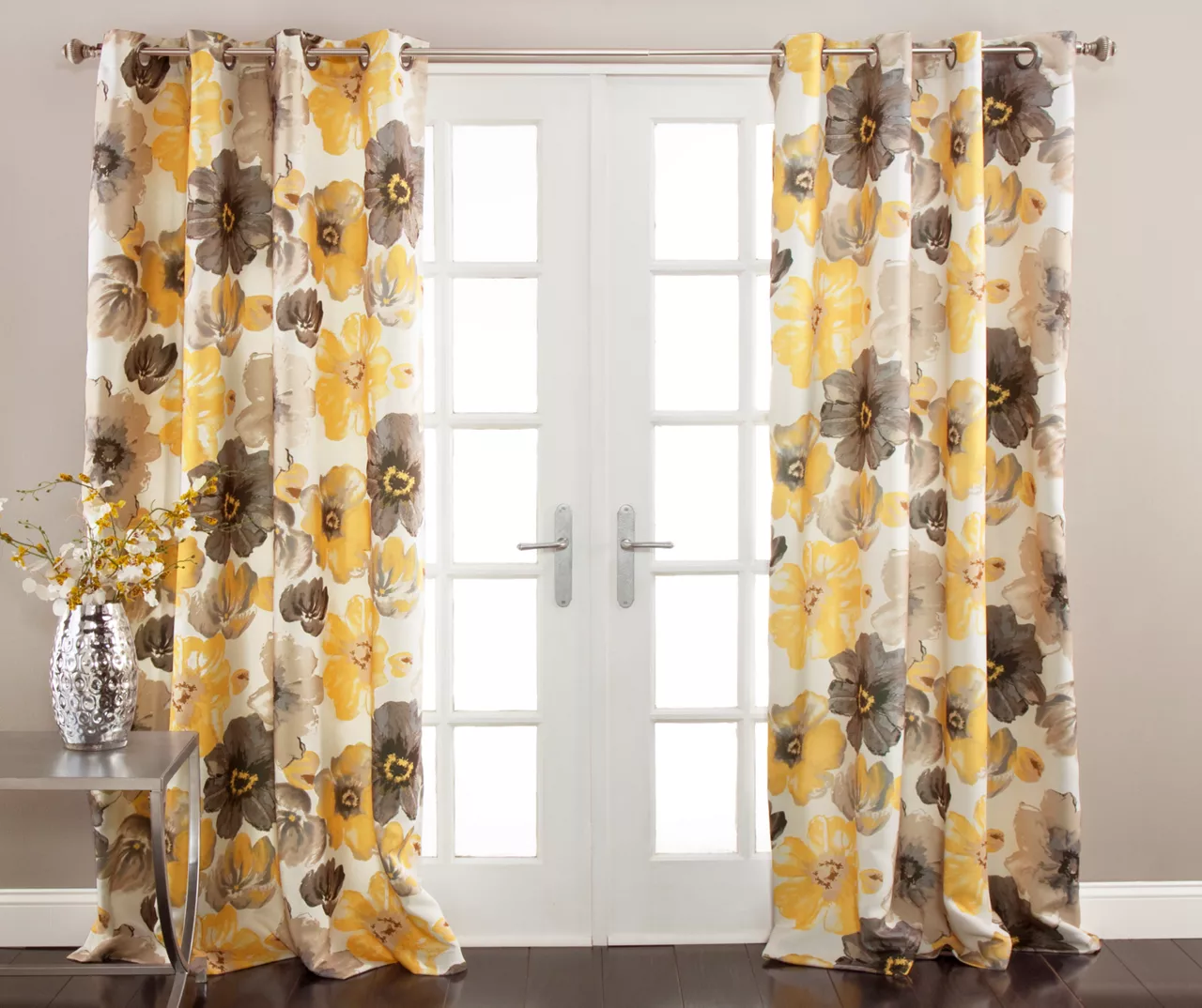 Leah Floral Room-Darkening Grommet Curtain Panel Pair 5 Leah Floral Room-Darkening Grommet Curtain Panel Pair - Image 5