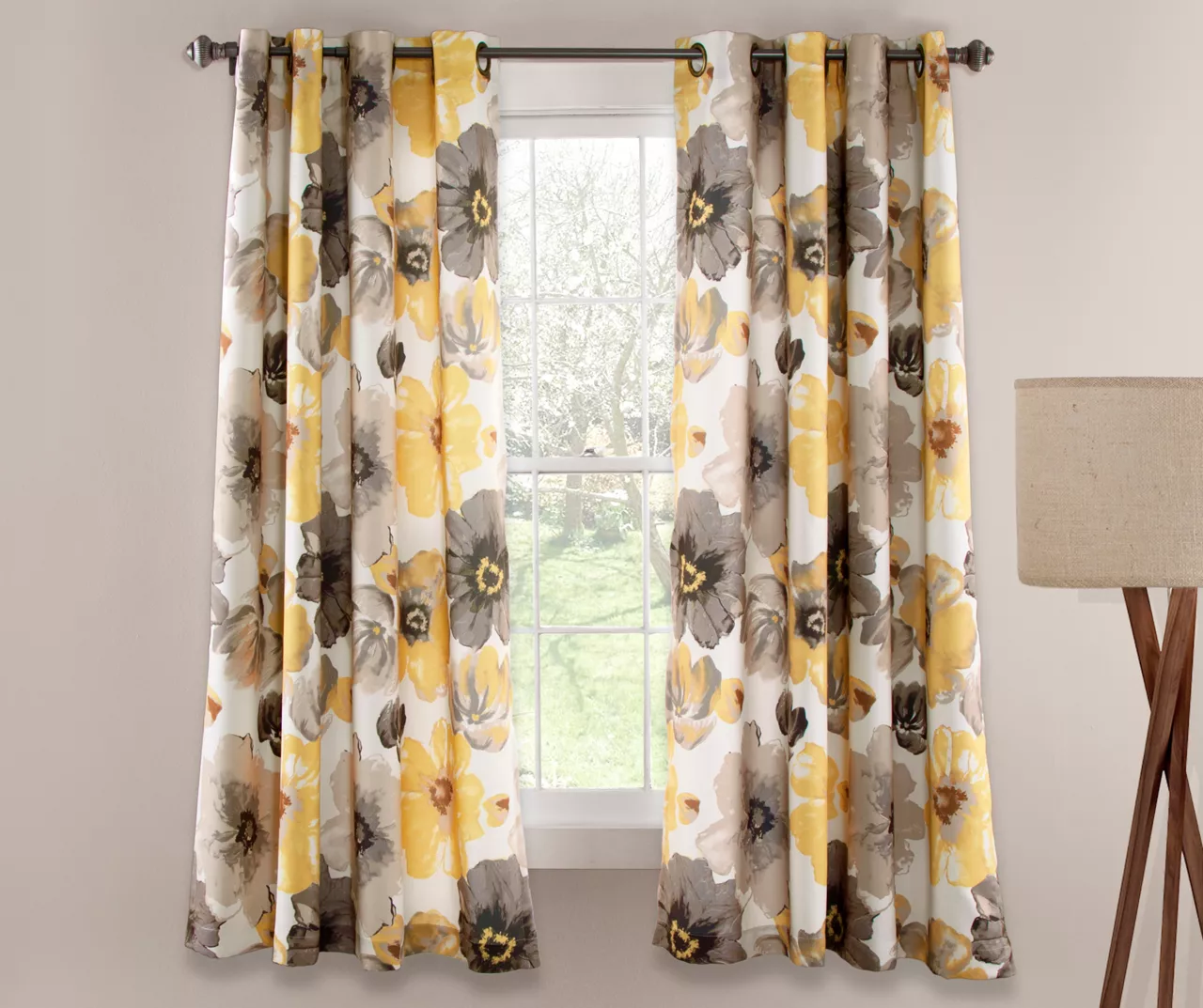 Leah Floral Room-Darkening Grommet Curtain Panel Pair 2 Leah Floral Room-Darkening Grommet Curtain Panel Pair - Image 2