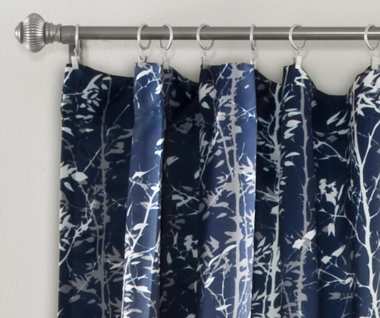 Forest Navy Room-Darkening Rod Pocket Curtain Panel Pair, (95") 2 Forest Navy Room-Darkening Rod Pocket Curtain Panel Pair, (95") - Image 2