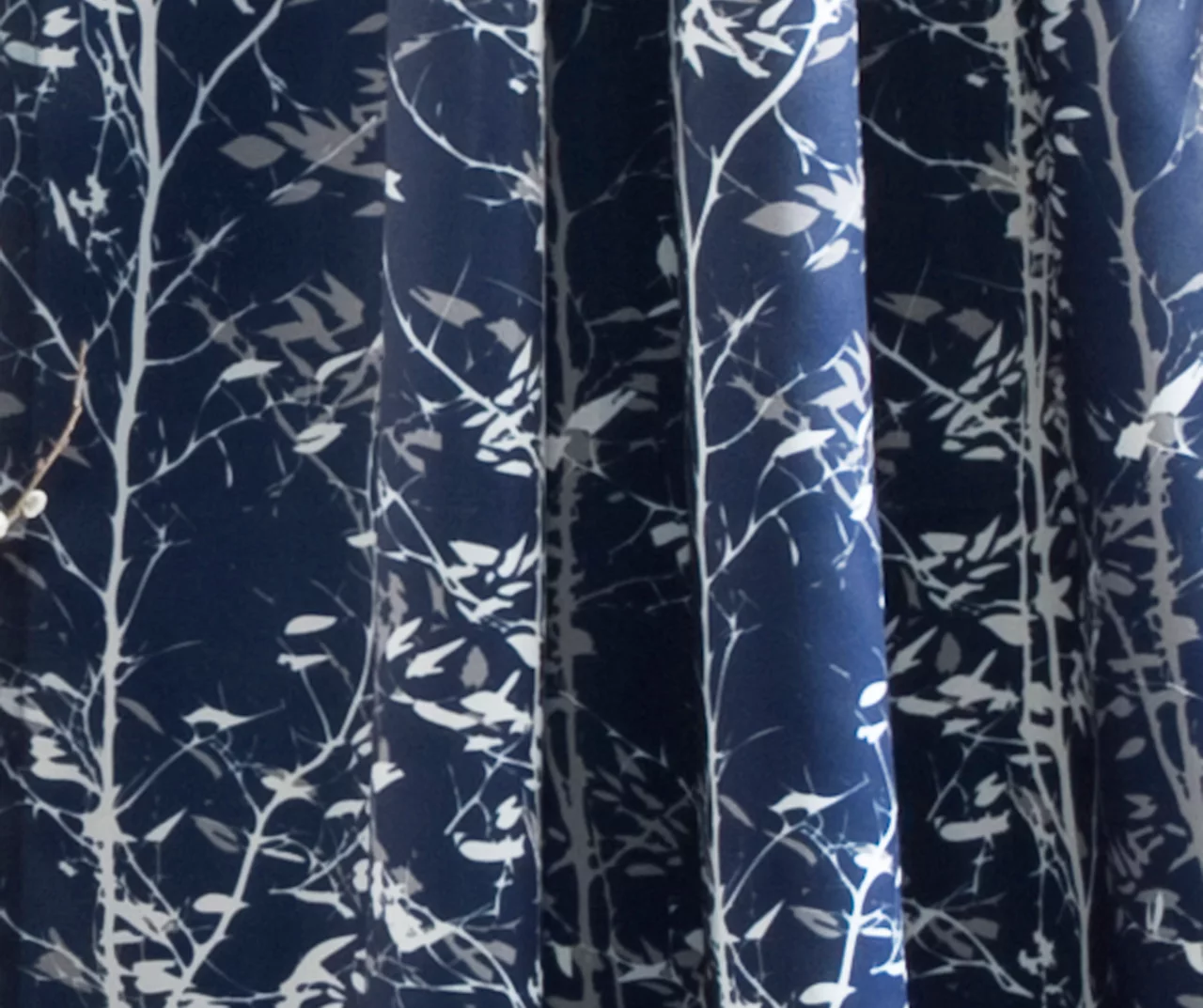 Forest Navy Room-Darkening Rod Pocket Curtain Panel Pair, (95") 3 Forest Navy Room-Darkening Rod Pocket Curtain Panel Pair, (95") - Image 3