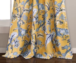 Dolores Yellow & Blue Floral Room-Darkening Rod Pocket Curtain Panel Pair, (63") -Cuisinart Store 810468408 2