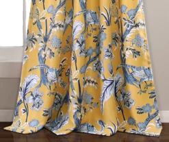 Dolores Yellow & Blue Floral Room-Darkening Rod Pocket Curtain Panel Pair, (84") 7 Dolores Yellow & Blue Floral Room-Darkening Rod Pocket Curtain Panel Pair, (84") -Cuisinart Store 810468410 3
