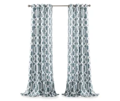 Edward Trellis Blue Room-Darkening Grommet Curtain Panel Pair, (84") -Cuisinart Store 810468412 6