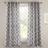 Edward Trellis Gray Room-Darkening Grommet Curtain Panel Pair, (63")