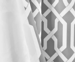 Edward Trellis Gray Room-Darkening Grommet Curtain Panel Pair, (95") -Cuisinart Store 810468416 4