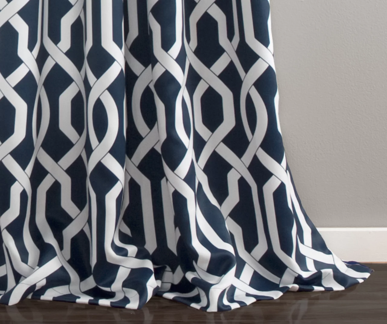 Edward Trellis Navy Room-Darkening Grommet Curtain Panel Pair, (84") 3 Edward Trellis Navy Room-Darkening Grommet Curtain Panel Pair, (84") - Image 3