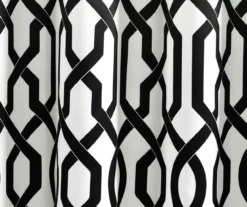 Edward Trellis White & Black Room-Darkening Grommet Curtain Panel Pair, (95") -Cuisinart Store 810468419 3