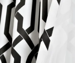 Edward Trellis White & Black Room-Darkening Grommet Curtain Panel Pair, (95") -Cuisinart Store 810468419 4