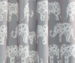 Elephant Parade Gray Room-Darkening Grommet Curtain Panel Pair, (84") -Cuisinart Store 810468420 2 1