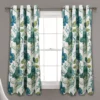 Floral Paisley Blue & Green Room-Darkening Grommet Curtain Panel Pair, (63")