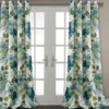 Floral Paisley Blue & Green Room-Darkening Grommet Curtain Panel Pair, (95")