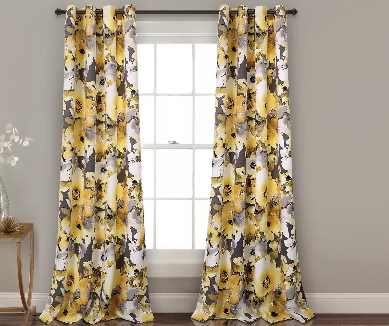 Floral Watercolor Room-Darkening Grommet Curtain Panel Pair, (84") 1 Floral Watercolor Room-Darkening Grommet Curtain Panel Pair, (84")