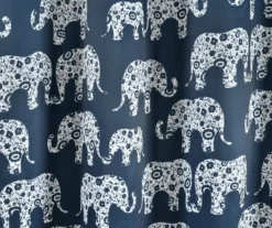 Elephant Parade Navy Room-Darkening Grommet Curtain Panel Pair, (84") 10 Elephant Parade Navy Room-Darkening Grommet Curtain Panel Pair, (84") -Cuisinart Store 810468431 2