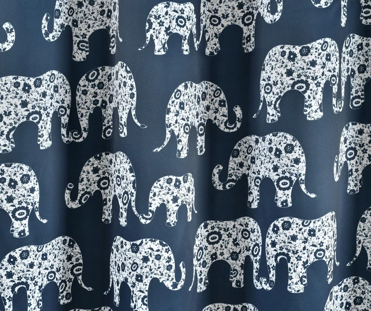 Elephant Parade Navy Room-Darkening Grommet Curtain Panel Pair, (84") 3 Elephant Parade Navy Room-Darkening Grommet Curtain Panel Pair, (84") - Image 3