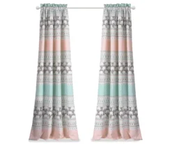 Elephant Stripe Turquoise & Pink Room-Darkening Rod Pocket Curtain Panel Pair, (84") 13 Elephant Stripe Turquoise & Pink Room-Darkening Rod Pocket Curtain Panel Pair, (84") -Cuisinart Store 810468432 7