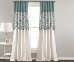 Estate Garden Blue & White Room-Darkening Rod Pocket Curtain Panel Pair, (84")