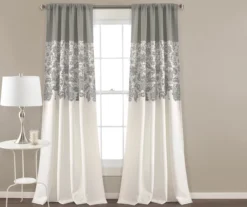 Estate Garden Gray & White Room-Darkening Rod Pocket Curtain Panel Pair, (84")