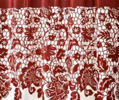 Estate Garden Red & White Room-Darkening Rod Pocket Curtain Panel Pair, (95") -Cuisinart Store 810468436 2 1