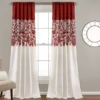 Estate Garden Red & White Room-Darkening Rod Pocket Curtain Panel Pair, (95")