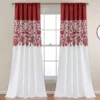 Estate Garden Red & White Room-Darkening Rod Pocket Curtain Panel Pair, (84")