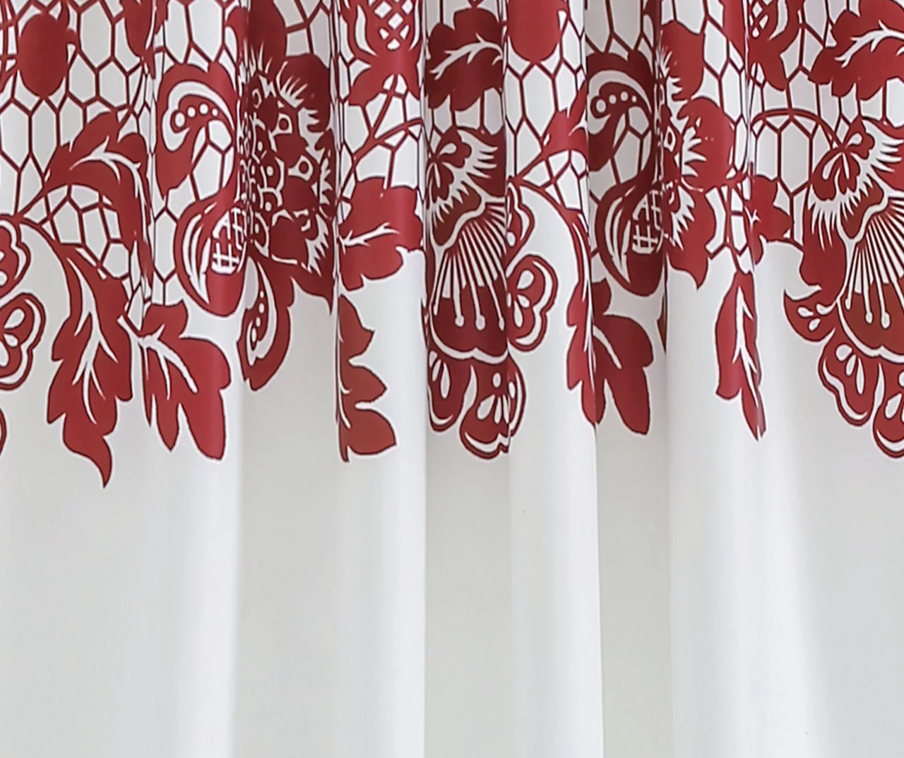 Estate Garden Red & White Room-Darkening Rod Pocket Curtain Panel Pair, (84") 3 Estate Garden Red & White Room-Darkening Rod Pocket Curtain Panel Pair, (84") - Image 3