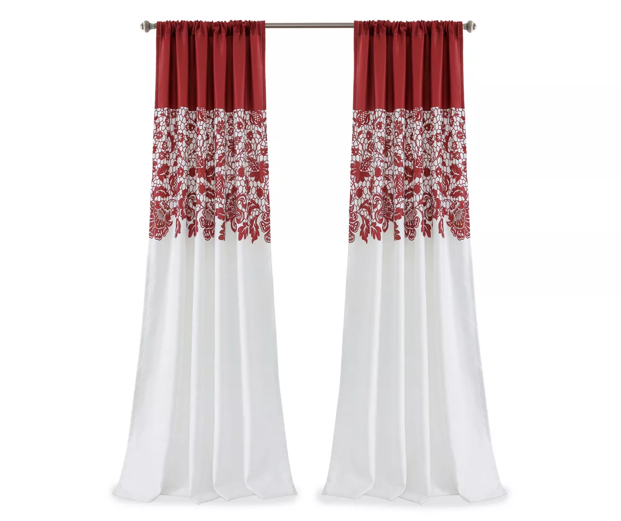Estate Garden Red & White Room-Darkening Rod Pocket Curtain Panel Pair, (84") 8 Estate Garden Red & White Room-Darkening Rod Pocket Curtain Panel Pair, (84") - Image 8