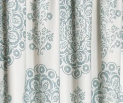 Evelyn Medallion Blue & White Room-Darkening Rod Pocket Curtain Panel Pair, (84") -Cuisinart Store 810468438 3 1