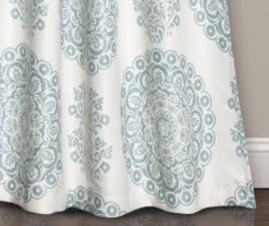 Evelyn Medallion Blue & White Room-Darkening Rod Pocket Curtain Panel Pair, (95") -Cuisinart Store 810468439 2